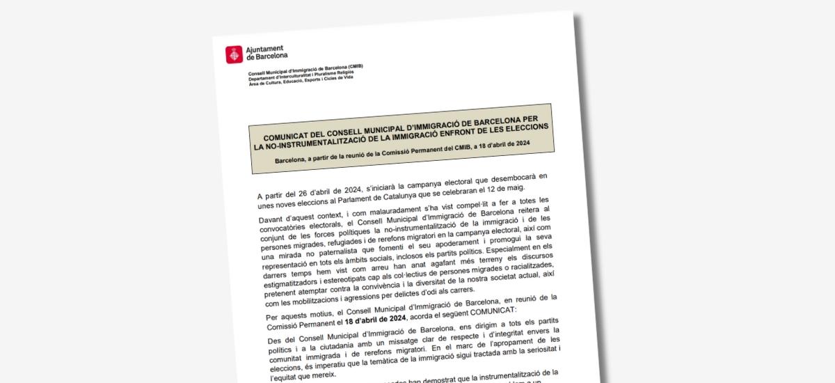 Comunicat Consell Immigració Barcelona