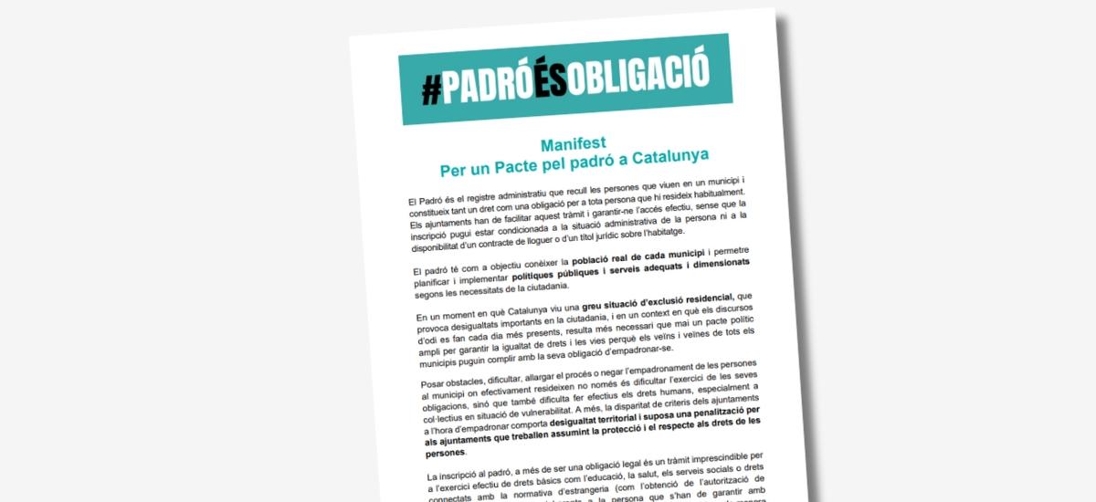 Manifest de suport al Pacte pel padró