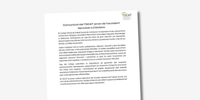 Comunicat del TSCAT arran de l’accident ferroviari a Còrdova
