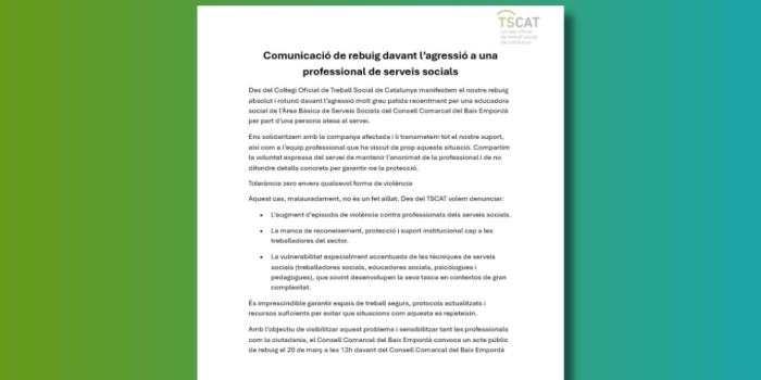 Comunicat rebuig violència